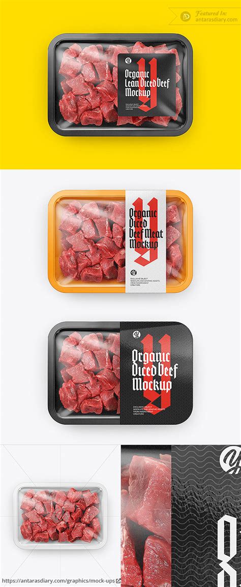 Download Diced Beef Tray Mockup